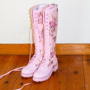 Sugar Thrillz Floral Knee High Boots